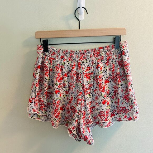 Free People Floral Micro Shorts Size Small Layered Tiered Red White Colorful - Picture 5 of 8